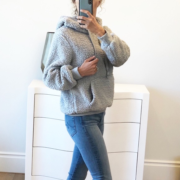 TAOS Gray Sherpa Pullover Hoodie - Picture 4 of 8